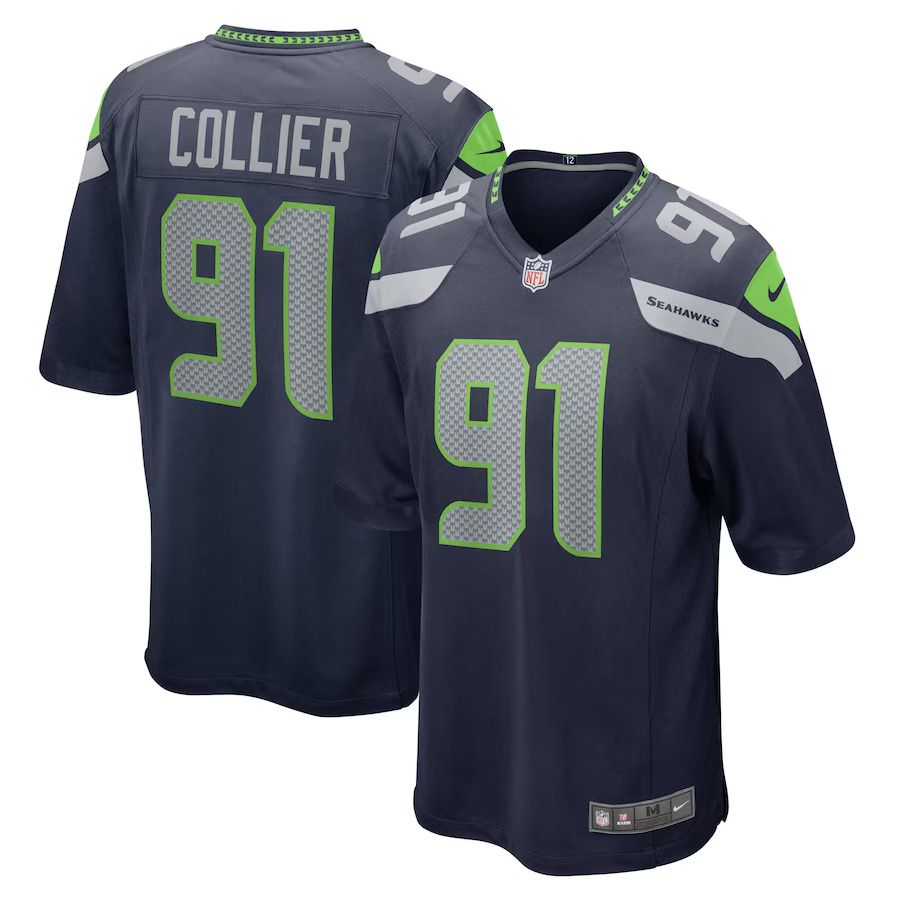 Men Seattle Seahawks 91 L.J. Collier Nike College Navy Game NFL Jersey